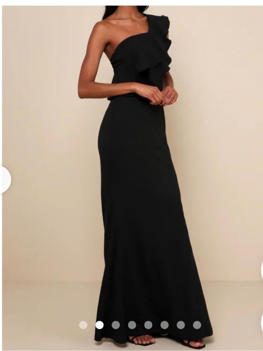Lulu's Black One-Shoulder Ruffle Evening Gown